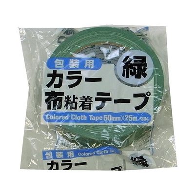 リンレイ カラー布粘着テープNO.384 50mm×25m 緑 30巻入 RT384-GRN5025 1箱(30巻) 62-9214-52（直送品）