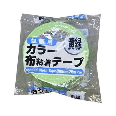 リンレイ カラー布粘着テープNO.384 50mm×25m 黄緑 30巻入 RT384-L-GRN5025 1箱(30巻)（直送品）