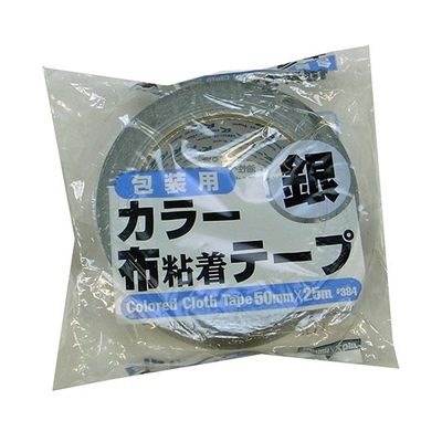 リンレイ カラー布粘着テープNO.384 50mm×25m 銀 30巻入 RT384-SILV5025 1箱(30巻) 62-9214-54（直送品）
