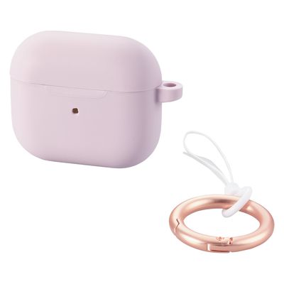AirPods 第3世代 シリコン カバー 衝撃吸収 落下防止 カラビナ付 ラベンダー AVA-AP5SCPU エレコム 1個（直送品）