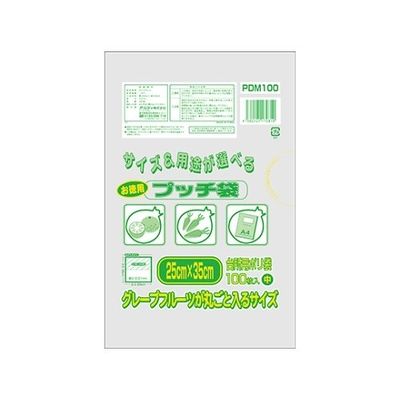 王子アドバ ぷっち袋お徳用 中 半透明 1ケース(100枚×30パック) PDM100 1箱(3000枚) 61-6425-34（直送品）