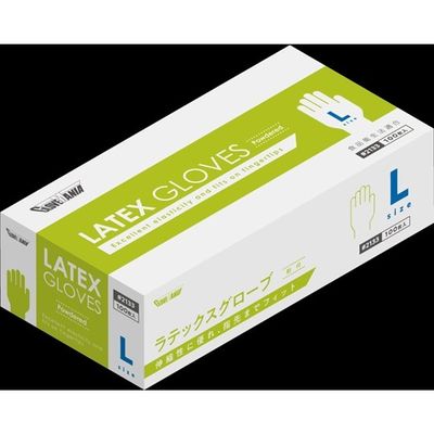 川西工業 ラテックスグローブ 粉付 100枚入×20箱 L 2133 1セット(2000枚) 65-8894-86（直送品）
