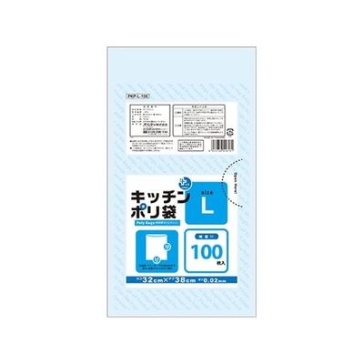 オルディ プラスプラス キッチンポリ袋 LDーL 増量タイプ 透明 1ケース(100枚×30パック) PKP-L-100 1箱(3000枚)（直送品）