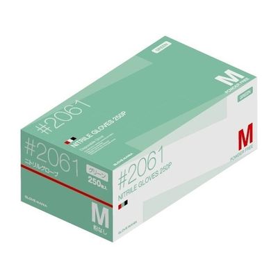 川西工業 ニトリル使いきり手袋 粉無 250枚×10箱 グリーンM 2061 1セット(2500枚) 65-8894-62（直送品）