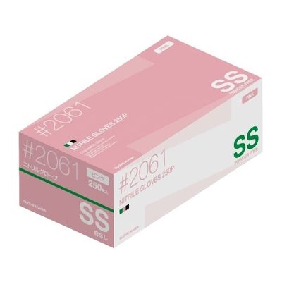 川西工業 ニトリル使いきり手袋 粉無 250枚×10箱 ピンク SS 2061 1セット(2500枚) 65-8894-64（直送品）