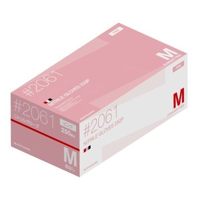 川西工業 ニトリル使いきり手袋 粉無 250枚×10箱 ピンク M 2061 1セット(2500枚) 65-8894-66（直送品）