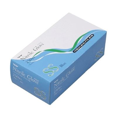 川西工業 ニトリル使いきり手袋 粉無 250枚×10箱 ブルー SS 2060 1セット(2500枚) 65-8894-52（直送品）