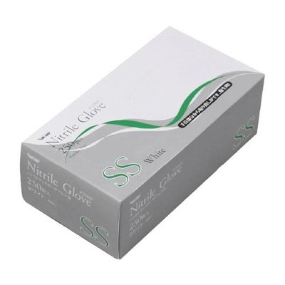 川西工業 ニトリル使いきり手袋 粉無 250枚×10箱 ホワイトSS 2060 1セット(2500枚) 65-8894-56（直送品）