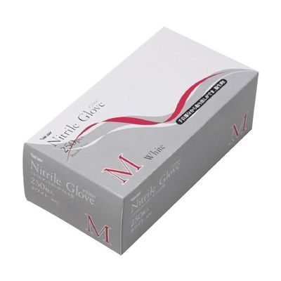川西工業 ニトリル使いきり手袋 粉無 250枚×10箱 ホワイトM 2060 1セット(2500枚) 65-8894-58（直送品）