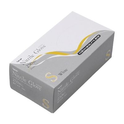 川西工業 ニトリル使いきり手袋 粉無 250枚×10箱 ホワイトS 2060 1セット(2500枚) 65-8894-57（直送品）