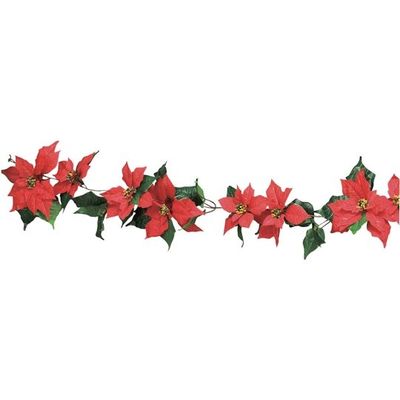 アズワン ポインセチアクリスマスガーランド 大 180cm レッド 65-8115-23 1セット（直送品）