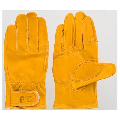 富士グローブ 牛本皮レインジャー型アテ付手袋 黄 L 5822 1ケース(10双) 64-8299-56（直送品）