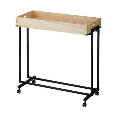 アズワン 木製トレー付きワゴン ブラック ナチュラル トレー1個付 65-8274-08 1セット（直送品）