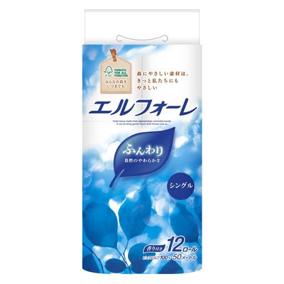 大王製紙 エルフォーレトイレットティシュー12R(シングル) 4902011106886 1セット(12巻×6点セット)（直送品）