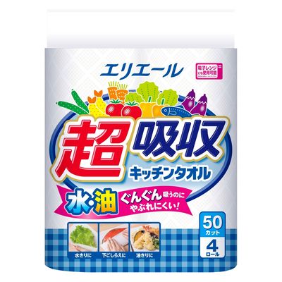 大王製紙 エリエール 超吸収キッチンタオル(50カット) 4902011724004 1セット(50枚×12点セット)（直送品）