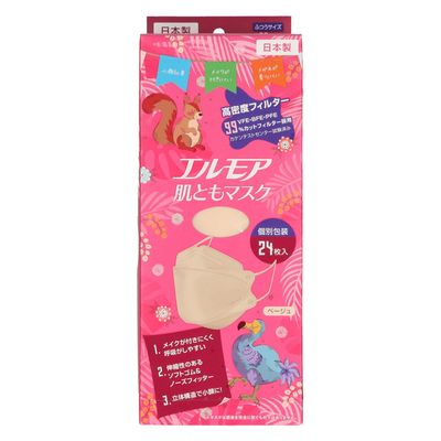 カミ商事 エルモア　肌ともマスク　Ｖｉｖｉｄ　Ａｎｉｍａｌ　ベージュ 4971633910300 24枚×12点セット（直送品）
