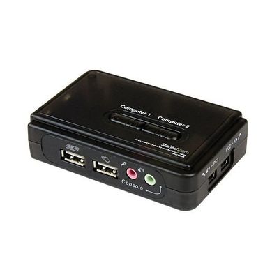 2ポートUSB接続KVMスイッチ(オーディオ対応/ケーブル付属)2台用PCパソコン/CPU切替器(ブラック) SV211KUSB 1個（直送品）