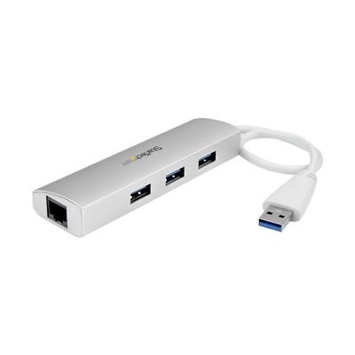 StarTech.com 3ポート ポータブル USB 3.0ハブ ギガビットイーサネット対応LANアダプタ内蔵 ST3300G3UA 1個（直送品）