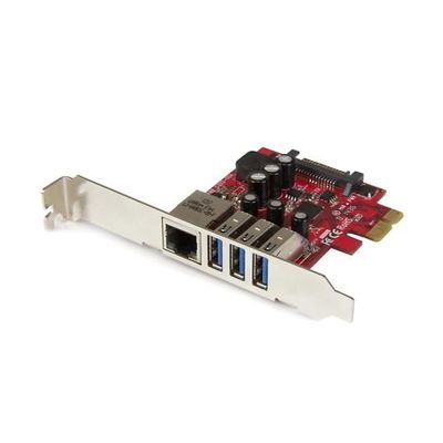 3ポートUSB 3.0/ 1ポートギガビットイーサネット増設PCI Expressインターフェースカード PEXUSB3S3GE 1個（直送品）
