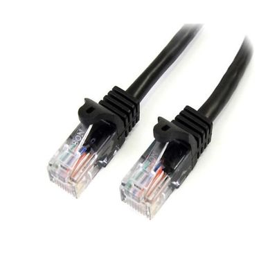 カテゴリ5e LANケーブル(Cat5e)RJ45コネクタ(ツメ折れ防止カバー付き)5m ブラック 45PAT5MBK 1個（直送品）