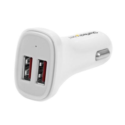 StarTech.com 2ポートUSB車載充電器 24W/4.8A シガーソケットカーチャージャー ホワイト USB2PCARWHS 1個（直送品）