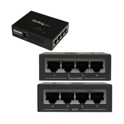 4ポートギガビット対応PoEインジェクタ(ミッドスパン) IEEE 802.3at/af準拠PoE給電アダプタ POEINJ4G 1個（直送品）