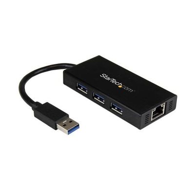 StarTech.com 3ポートUSB 3.0ハブ GbE対応有線LANポート搭載 アルミ筐体 ST3300GU3B 1個（直送品）
