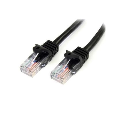 カテゴリ5e LANケーブル(Cat5e)RJ45コネクタ(ツメ折れ防止カバー付き)0.5m ブラック 45PAT50CMBK 1個（直送品）