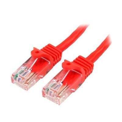 カテゴリ5e LANケーブル(Cat5e)RJ45コネクタ(ツメ折れ防止カバー付き)0.5m レッド 45PAT50CMRD 1個（直送品）
