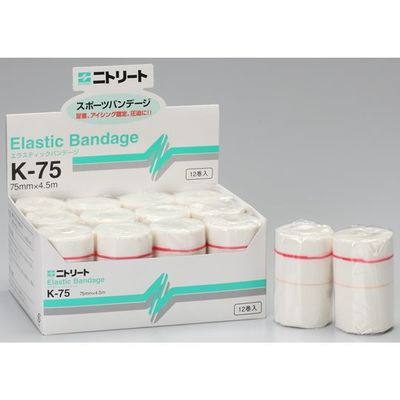 日東電工 エラスティックバンデージ 75mm×4.5m K-75 1箱(12巻) 65-9143-31（直送品）