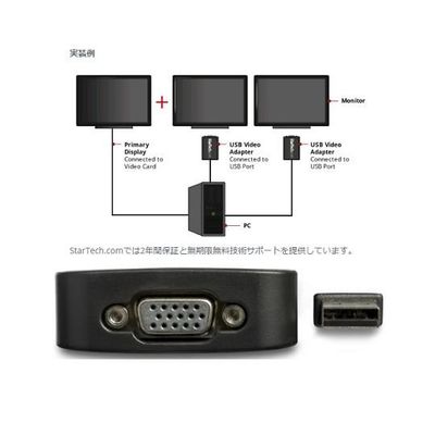 StarTech.com USB ー VGAディスプレイ変換アダプタ 1920x1200 USB2VGAE3 1個 65-1892-18（直送品）