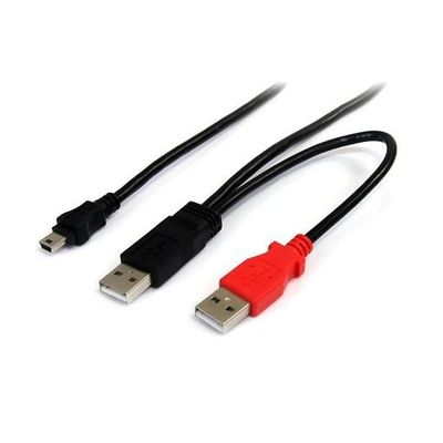 1.8m USB Y字給電ケーブル(USB A ー mini B)外付けハードディスクに対応 USB2HABMY6 1個（直送品）