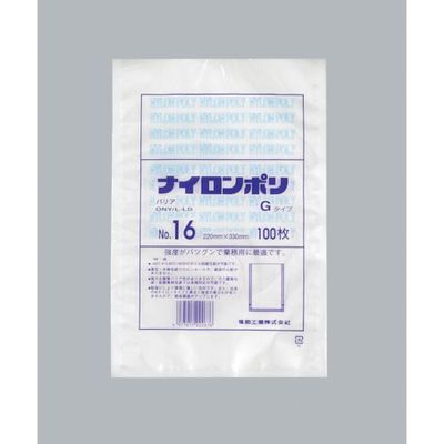 福助工業 福助 ナイロンポリ Gタイプ NO.16 0705527 1セット(1500枚:100枚×15袋) 481-1731（直送品）