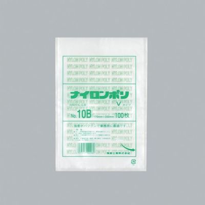 福助工業 福助 ナイロンポリ Vタイプ NO.10B 0709123 1セット(2700枚:100枚×27袋) 481-1699（直送品）
