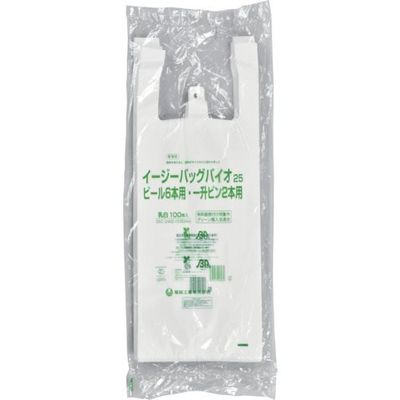 福助工業 福助 イージーバッグバイオ25 ビール6本用一升瓶2本用 100枚入 0364614 1セット(1000枚:100枚×10袋)（直送品）