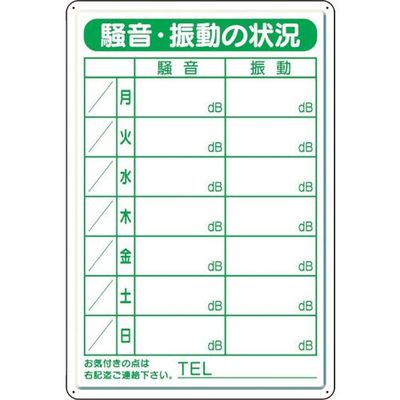 ユニット 騒音・振動標識(鉄板製) 301-39 1枚 105-8538（直送品）