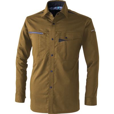 CUC CHUSAN T/Cストレッチシャツ カーキ 6L 351011-08-6L 1着 572-6458（直送品）