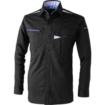 CUC CHUSAN T/Cストレッチシャツ チャコールブラック L 351011-183-L 1着 572-6437（直送品）