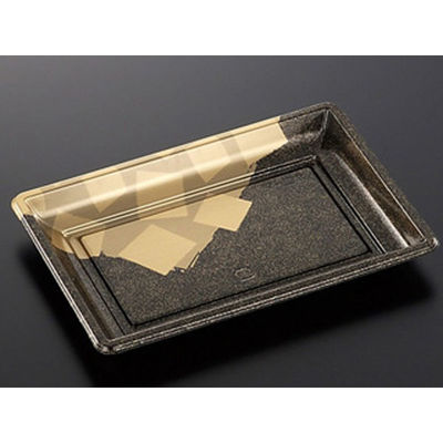 中央化学 刺身容器 DX 角皿 特1 金砂目-BK 身 104240 1ケース(200個(25個×（直送品）