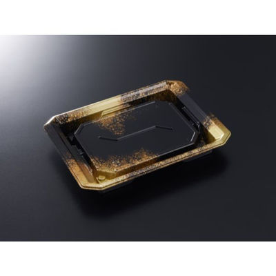 中央化学 寿司容器 HS 澄板 18-14 金彩BK-BK 身 19653 1ケース(800個(50個×（直送品）