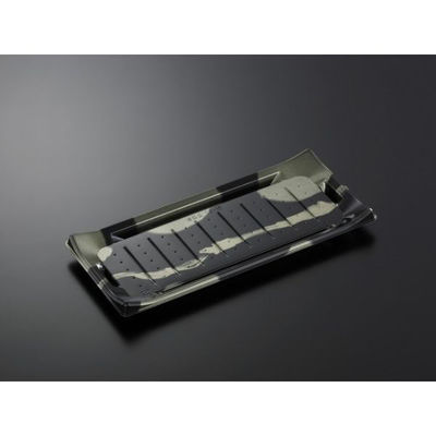 中央化学 寿司容器 HS 波ね皿 33-15 壮月BK-BK 身 186536 1袋(50個)（直送品）