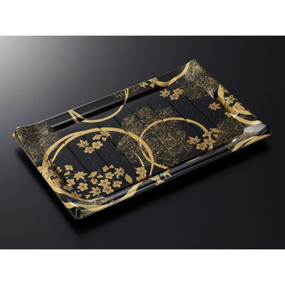 中央化学 寿司容器 HS 波ね皿 33-21 松月黒-BK 身 387472 1袋(50個)（直送品）