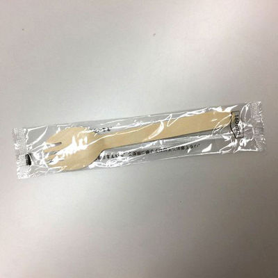 中央化学 使い捨てカトラリー 木製フォーク付スプーン 160 単袋入 透明 168005 1袋(100個)（直送品）