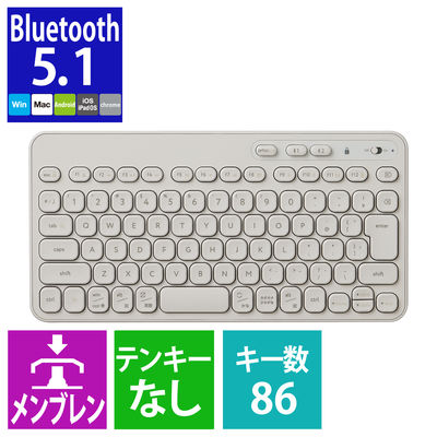 ワイヤレス キーボード Bluetooth メンブレン テンキーレス アイボリー TK-CM10BMKIV エレコム 1個（直送品）