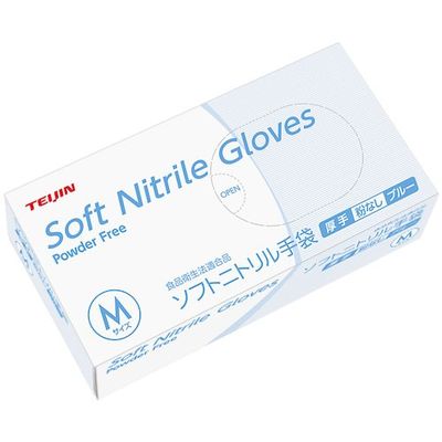 帝人フロンティア テイジン ソフトニトリル手袋パウダーフリーブルー SNBR-PF560B-M 1セット(2000枚:100枚×20箱)（直送品）
