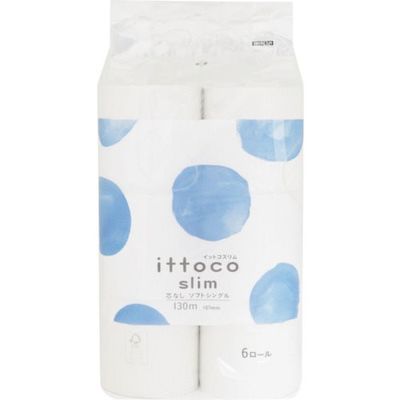 イトマン トイレットペーパー イットコ芯なしSLIM6R130mS 10130036 1セット(300個:60個×5ケース)（直送品）