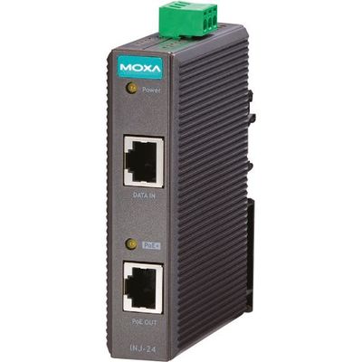 MOXA ギガビット IEEE802.3af/at PoE+ インジェクタ ワイド温度モデル INJ-24-T 1個（直送品）