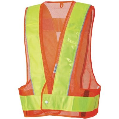 勝星産業 勝星 360度反射安全ベスト オレンジ×イエロー KA-200 1セット(10枚) 572-2600（直送品）