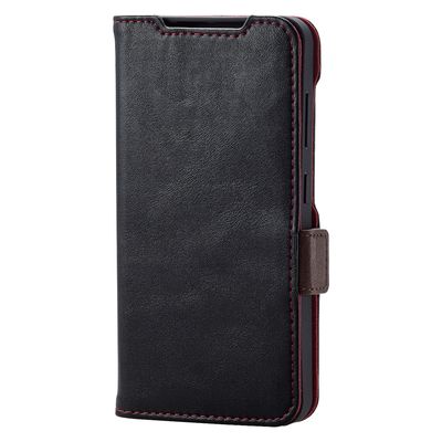 Galaxy S24 ケース レザー 手帳型 マグネット フラップ 衝撃吸収 ブラック PM-G241PLFYBK エレコム 1個（直送品）