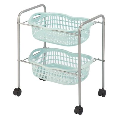 松吉医科器械 マツヨシSN脱衣カゴ(2段) 24450103 SN-BK03MB(ミントブルー) 1台（直送品）